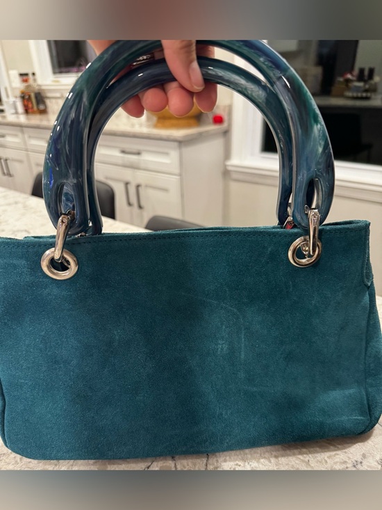 Una Alla Volta Handbags - Vintage Una Alla Volta Italian Leather Hand Bag In Blue Marine EUC